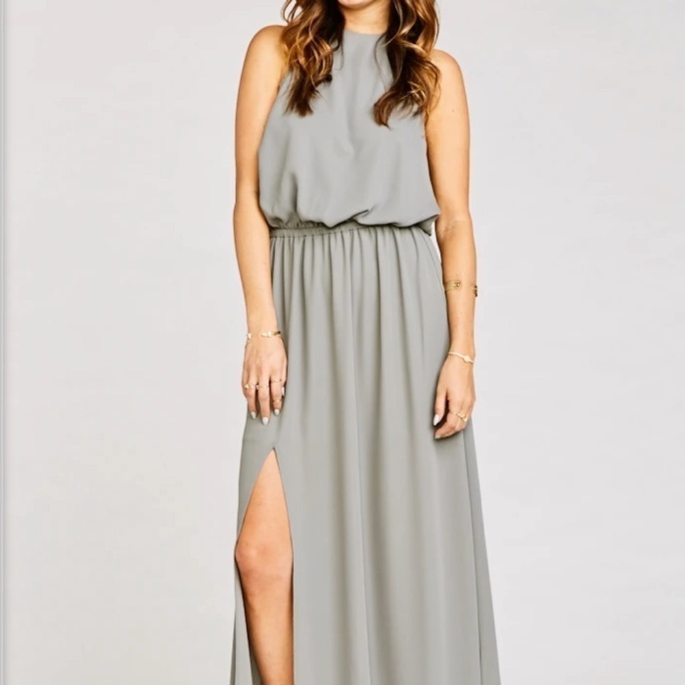 NWT Show Me Your MuMu Green Heather Halter Dress with Slit Sz XS